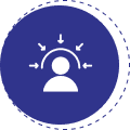 Person with multiple arrows pointing towards them, symbolizing attention or focus.